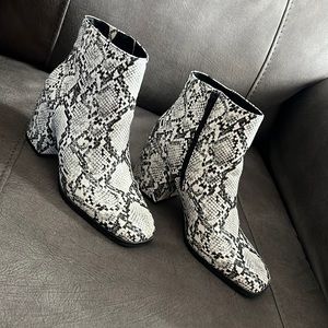Snakeskin Booties Square Toed